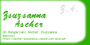 zsuzsanna ascher business card